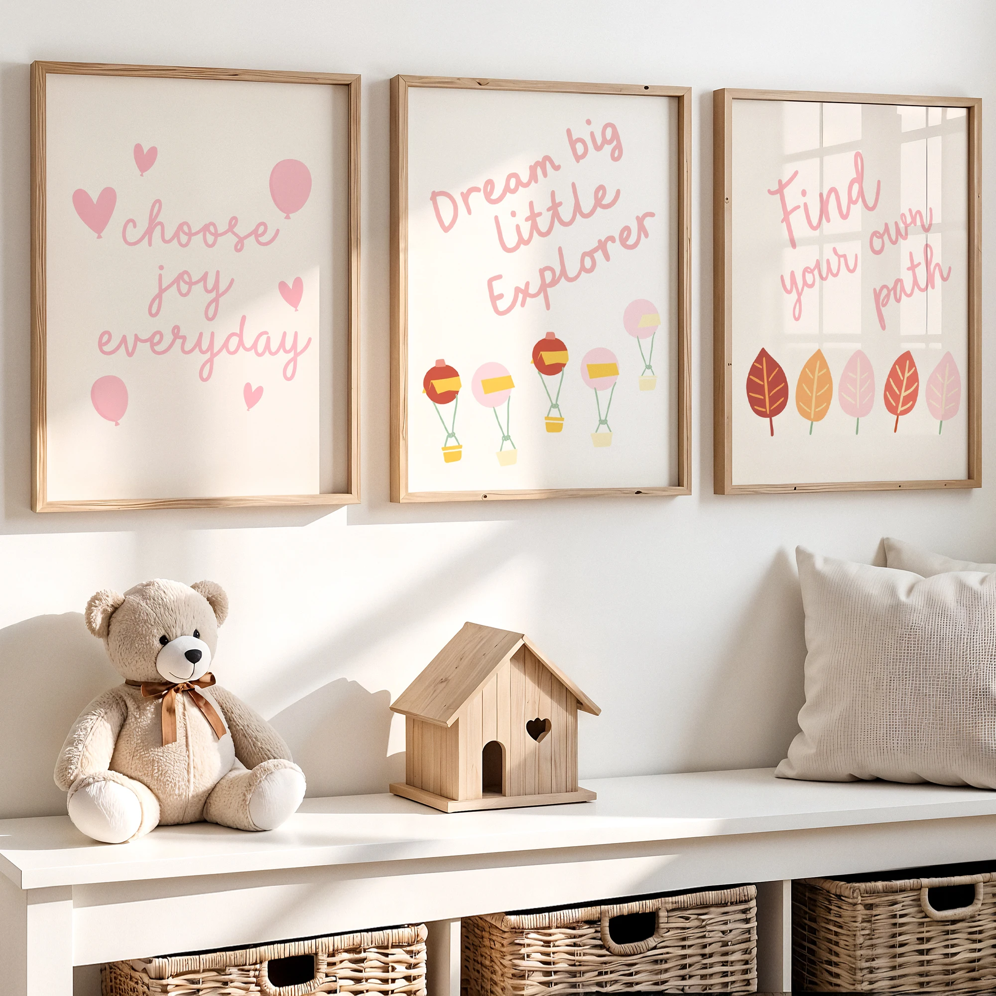 3pcs Cartoon Sincere Inspirational Quotes Wall Art Print Canvas Painting Poster Picture For Kids Room,Girl's Room Home Decor