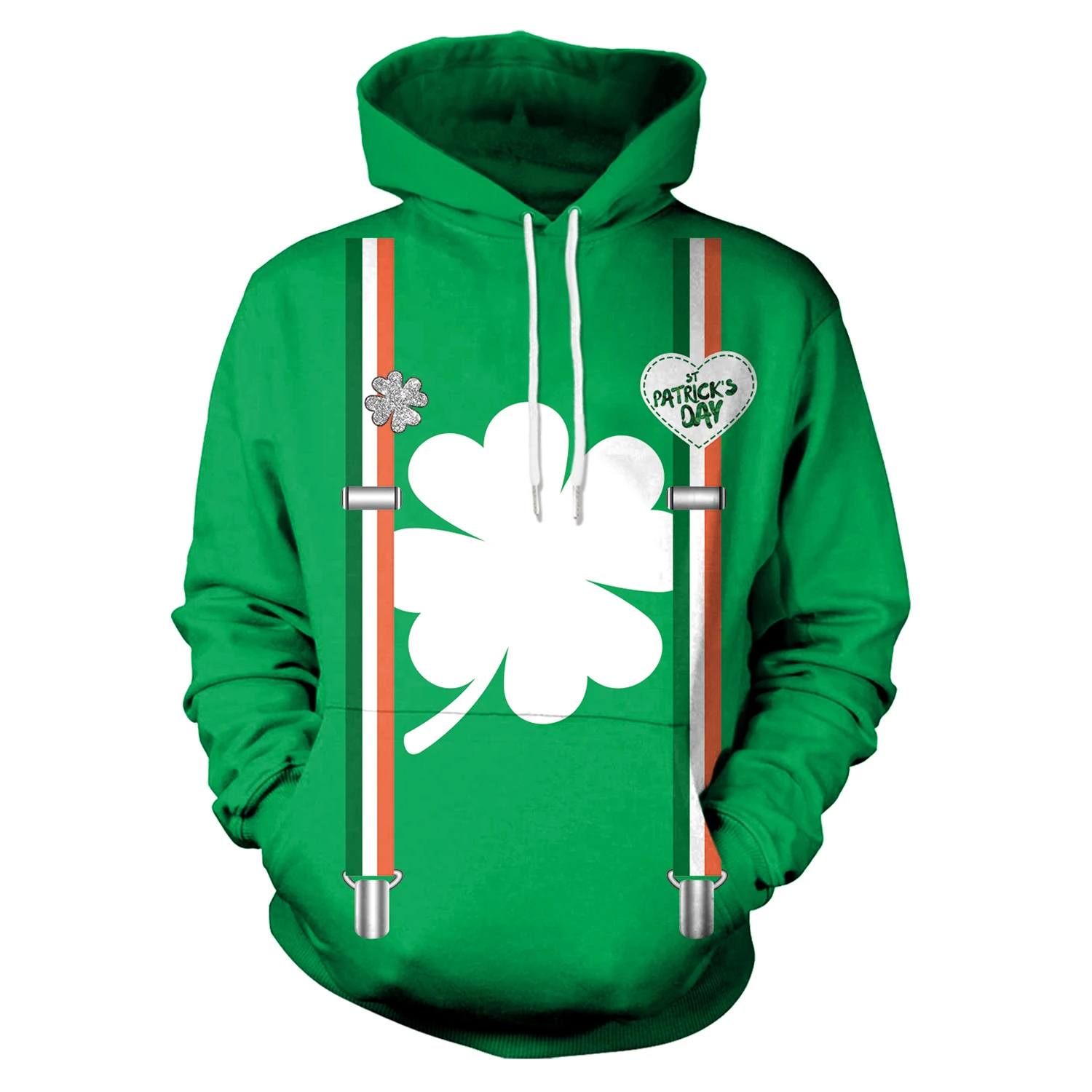 New Arrival Fashion Women Green clover print hoodie Loose Fit Sweatshirt for Streetwear Hoody Funny Hoodie pullover Tops