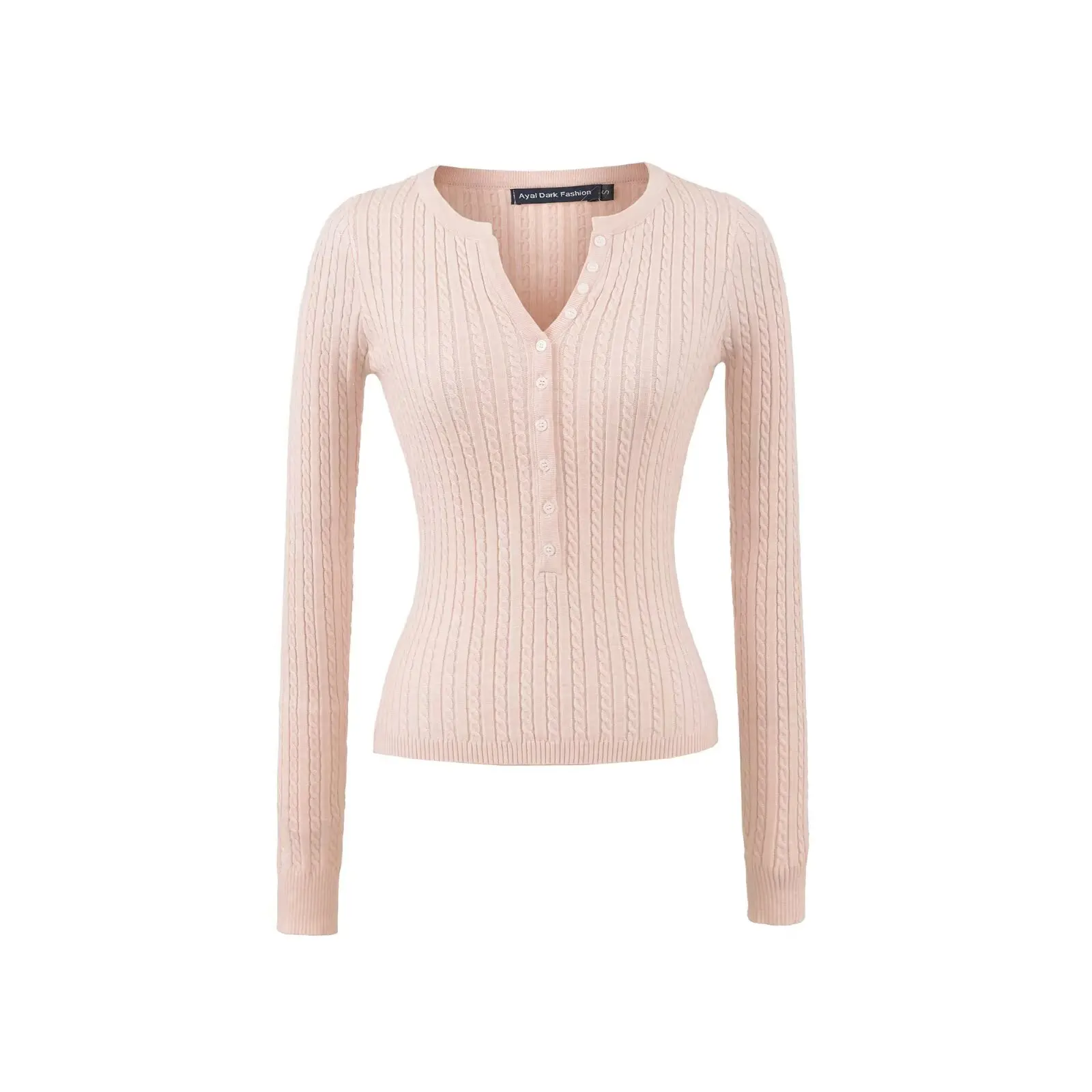 سترات نسائية محبوكة متقاطعة وأكمام طويلة ورقبة على شكل حرف V وبلوفرات نحيفة قابلة للتمدد