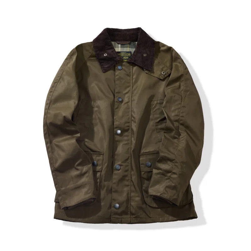 OKONKWO سترة شمع زيت الصيد متوسطة الطول سترة واقية معطف بوفورت الخصر في الهواء الطلق ركوب Stormsuit الرحلات الصيد معطف