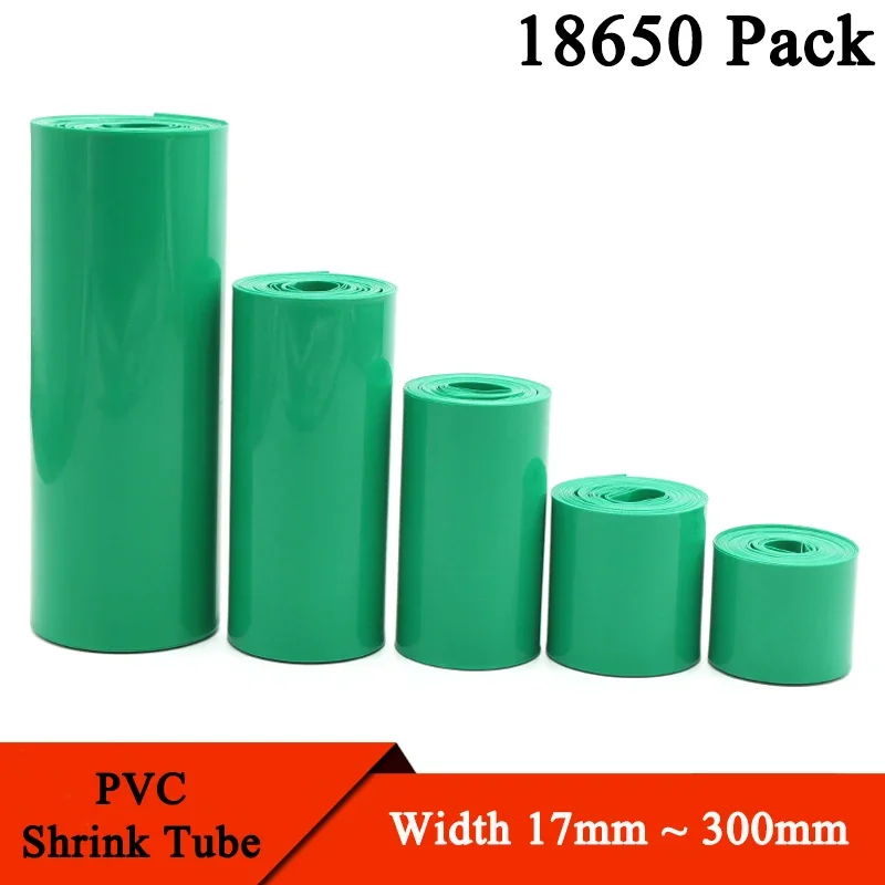 1 Meter 18650 Lipo Battery PVC Heat Shrink Tube Pack Green 12mm ~ 250mm Width Insulated Film Wrap lithium Case Cable Sleeve Blue