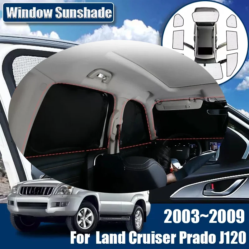 Car Sunshades for Toyota Land Cruiser Prado J120 LC120 FJ120 Accessories 2003~2009 Sunscreen Visor Anti-UV Sun Blinds Interior