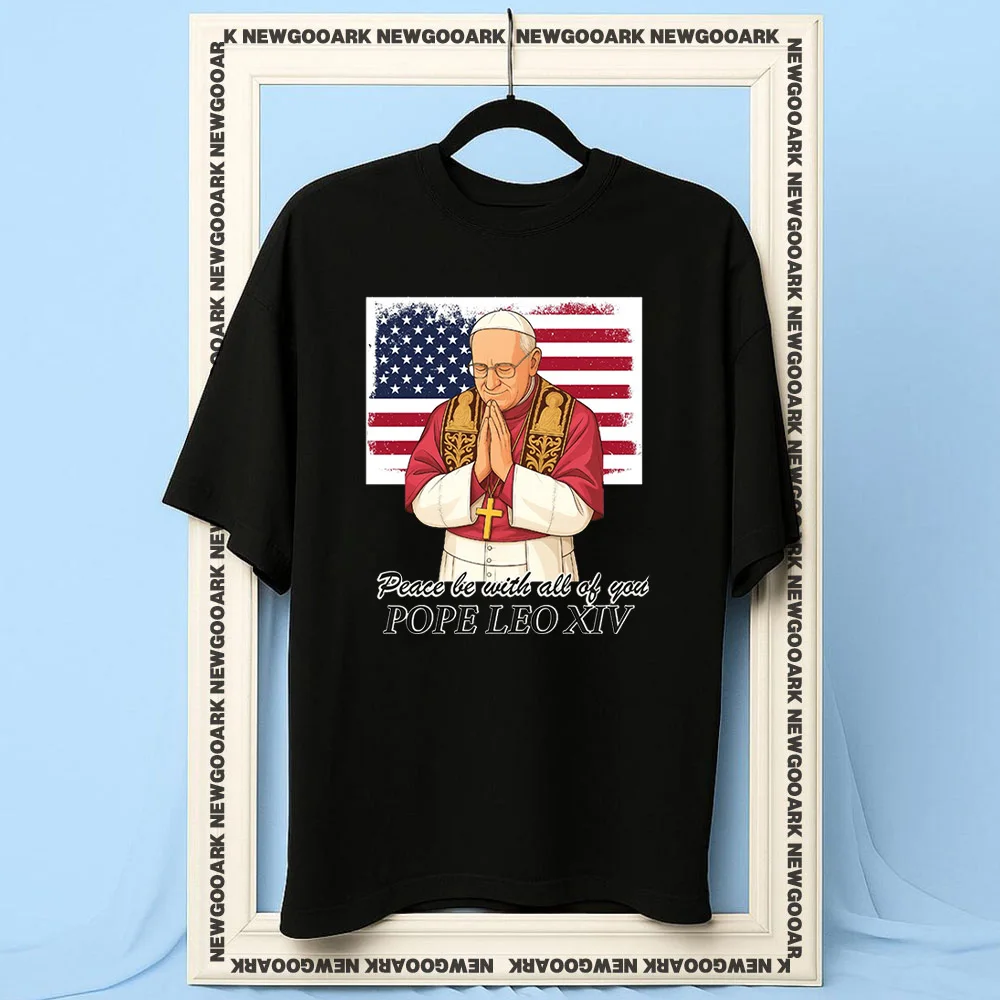 Peace Be With All Of You Pope Leo XIV t-shirt woman man Casual cotton printed t shirts Adult O-neck summer outdoors tee
