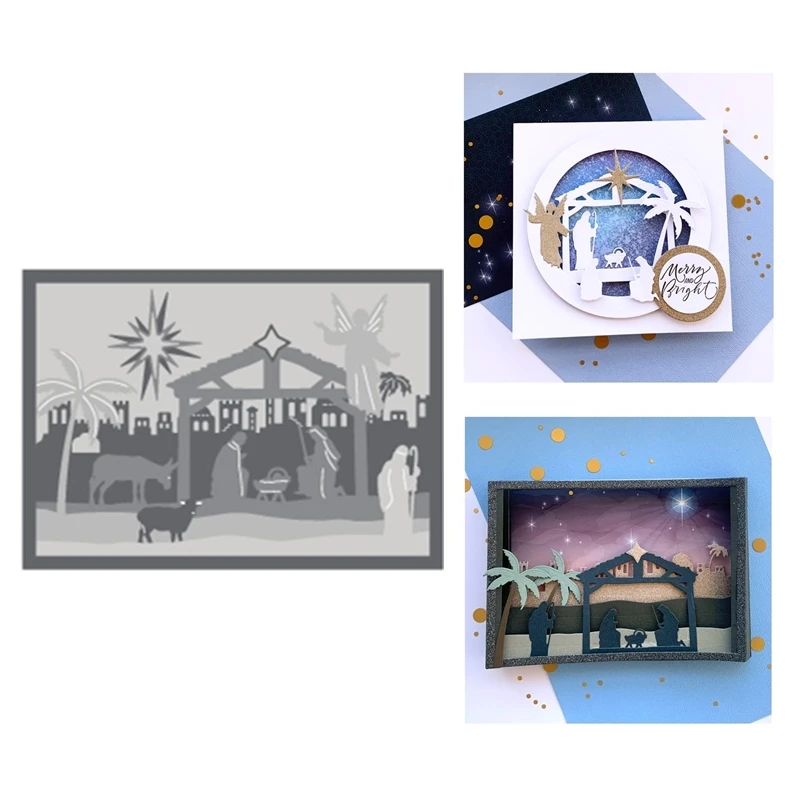 Chirstmas Cutting Dies Scrapbooking For Paper Making The Nativity Diorama Die Set Frame Card Craft no Stamps