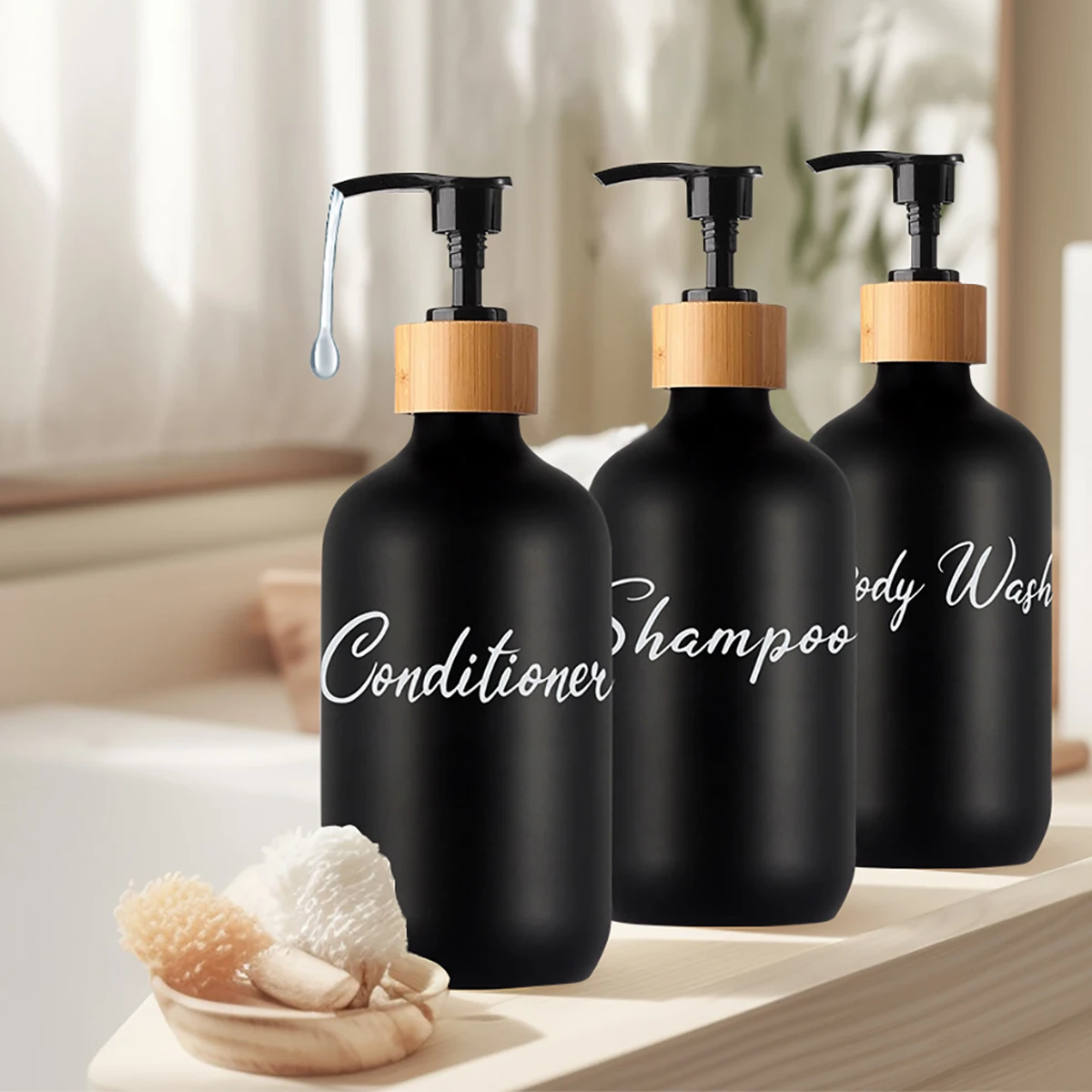 Bathroom Shower Soap Dispenser Refillable Shampoo Conditioner Bottle Reusable Lotion Dispenser Bottle Bathroom Accessories