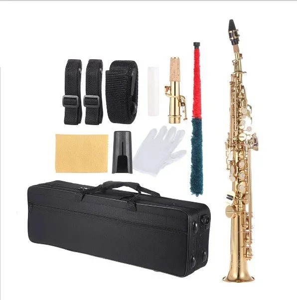 Logo Custom Accept Lacquer Gold Brass Saxophone B Flat Soprano Saxophone Colors Choice Wind Instruments