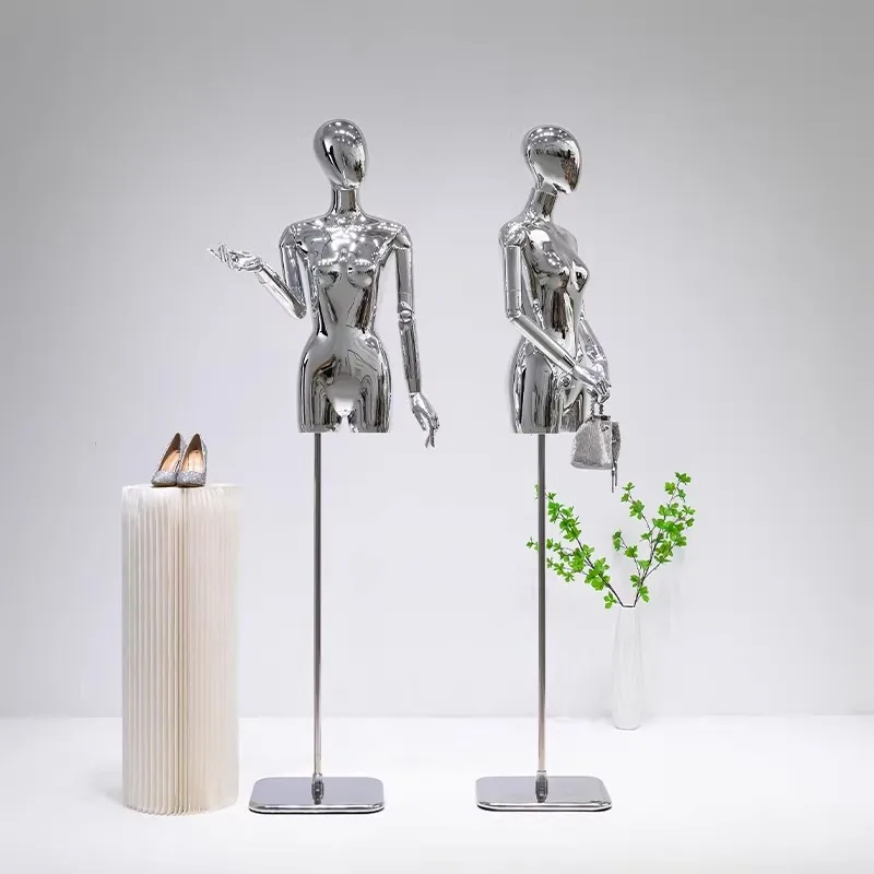 Clothing store model props women's electroplated half-body women's clothing window stand clothes shelf wedding doll display