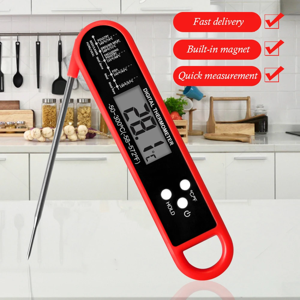 Household Explosive Digital Display Folding Meat Thermometer Barbecue BBQ Kitchen Food Thermometer Baking