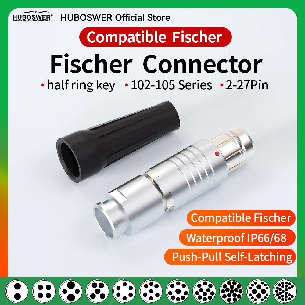 Compatible Fischer S Plug 102/103/1031/104/105 Series2 to 27Pin waterproof IP 66/68 Self-latching Connectors