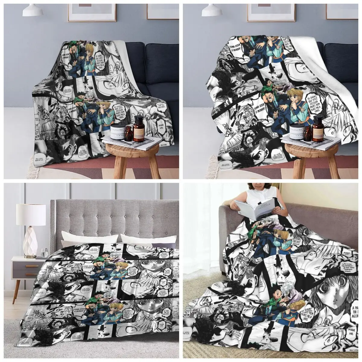 Hunter X Hunter Anime Blankets Soft Warm Flannel Throw Blanket Plush for Bed Travel Home Sofa