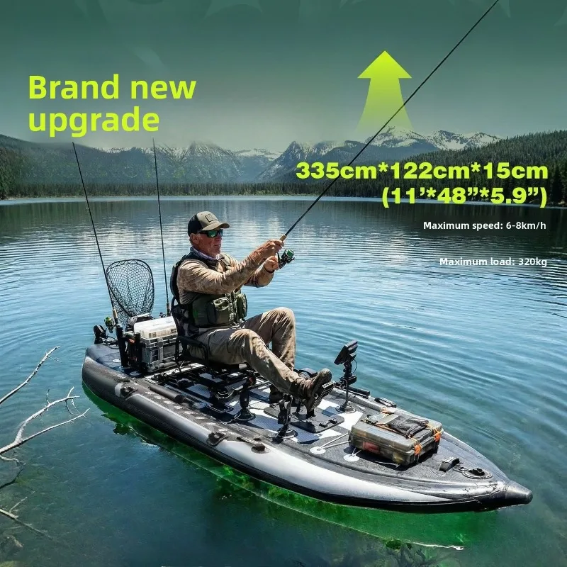 Inflatable fishing foot pedal paddle board double pontoon with 360 ° rotating seat portable