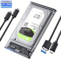 2.5 Inch Transparent Mobile External Hard Drive Case, SATA to USB 3.0/Type C Harddisk Boxs External Enclosure , 5Gbps Tool-Free