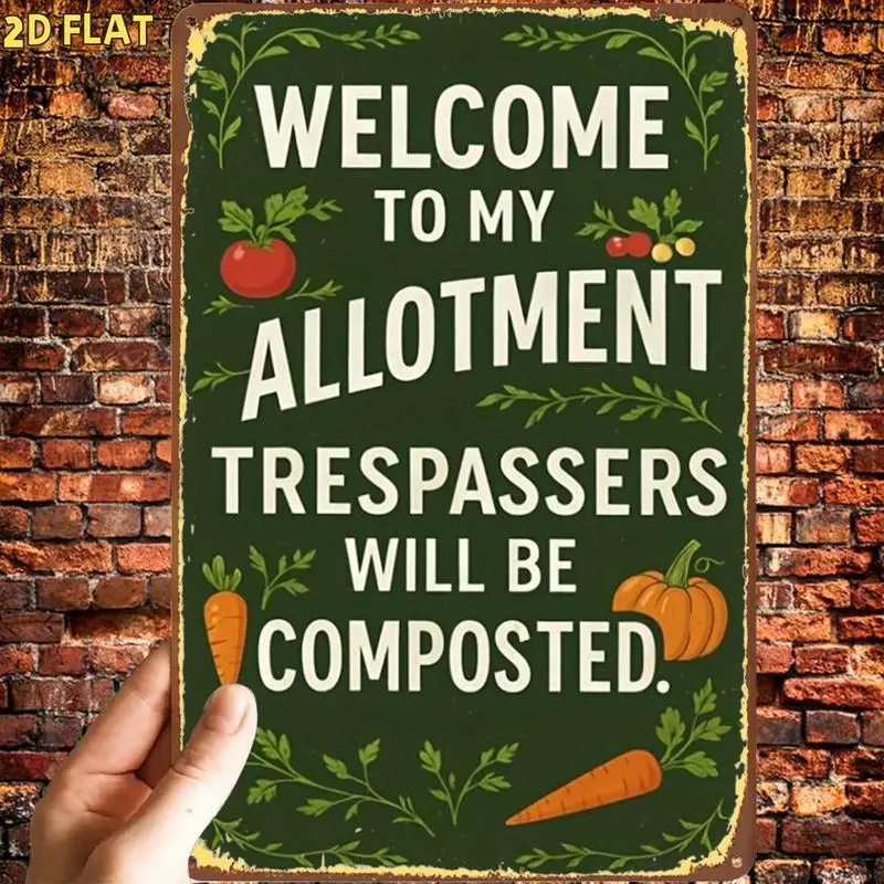 Fun Gardening Distribution Sign Decorative Metal Tin Sign，Pre-drilled holes，Suitable for indoor use、Garden、Outdoor、Home