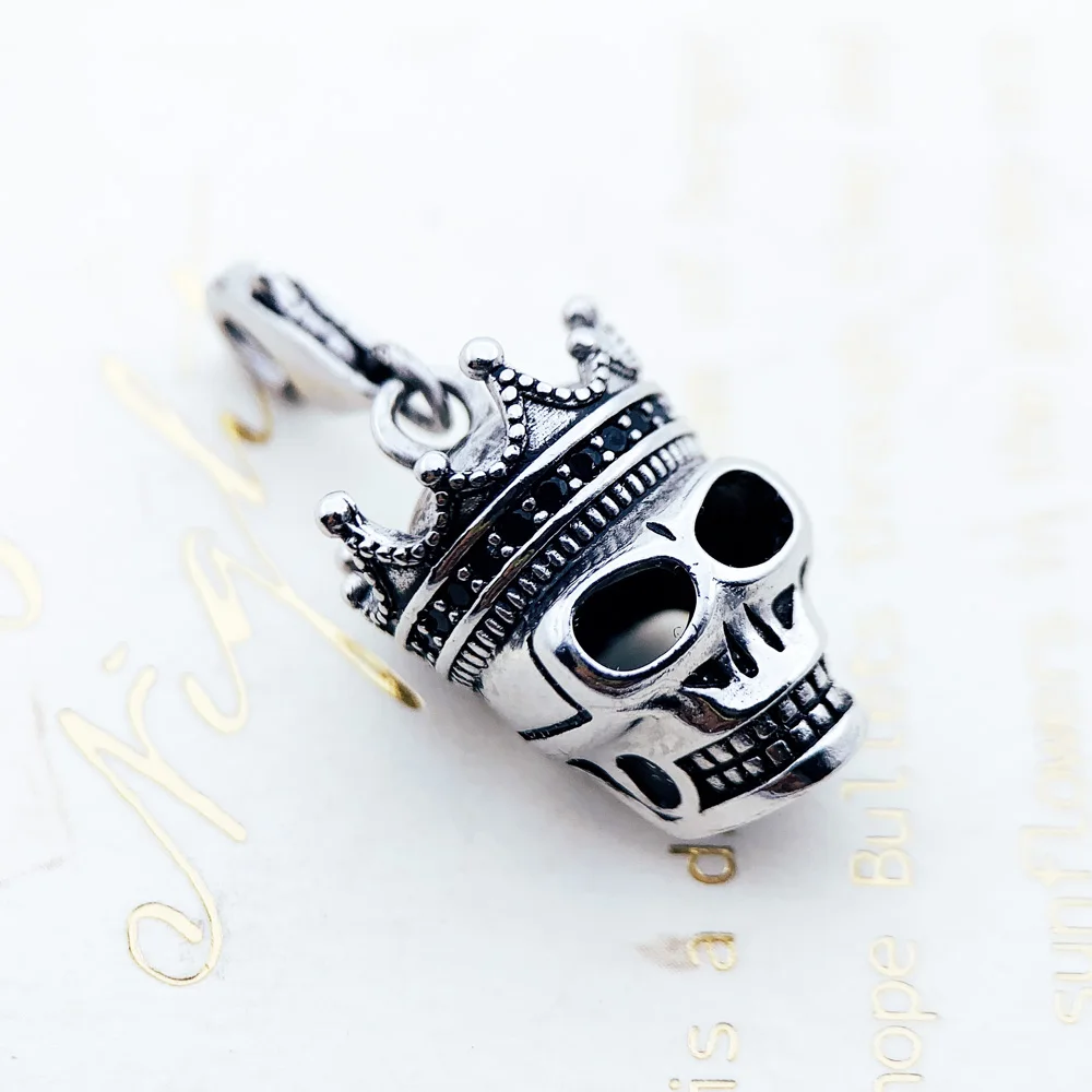 Skull King Dangle Charms,925 Sterling Sliver Europe Pendant New DIY Fashion Jewelry For Women Men