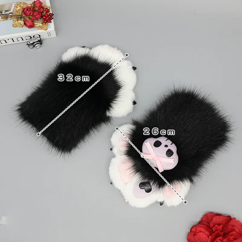 Furry Claw Gloves Cosplay Animal Comic-con Props Fursuit Dog Claw Fashion Woman Man Creative Sweet Cool Role Play Halloween