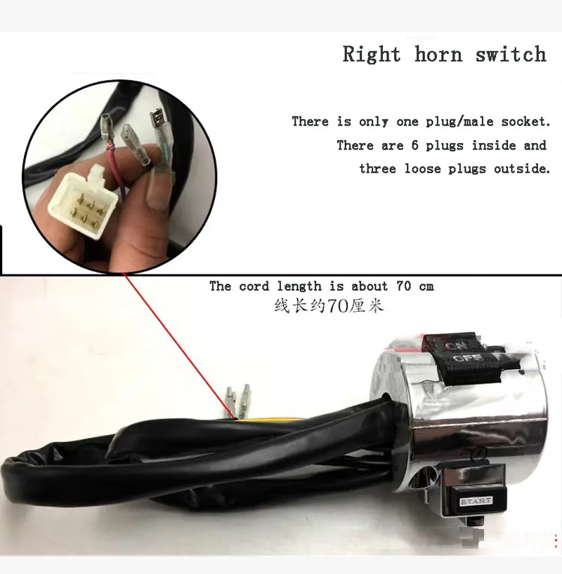 Right and Left Side Chrome Plated Control Switch for GY6 Moped Retro Scooter 50cc 125cc 150cc