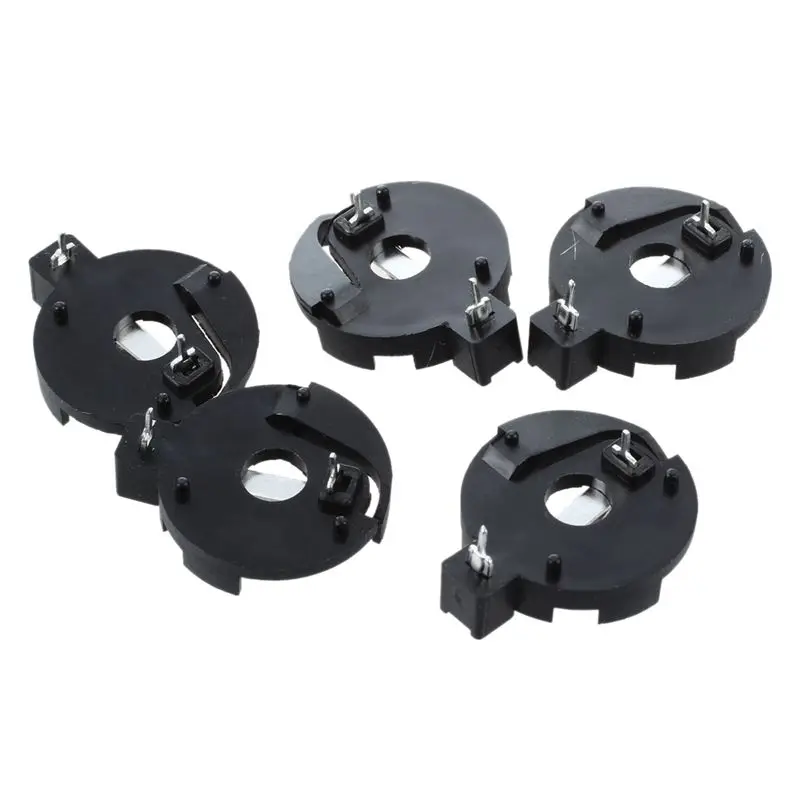 Best CR2016 2025 2032 Coin Cell Button Battery Holder Socket Black 5 Pcs
