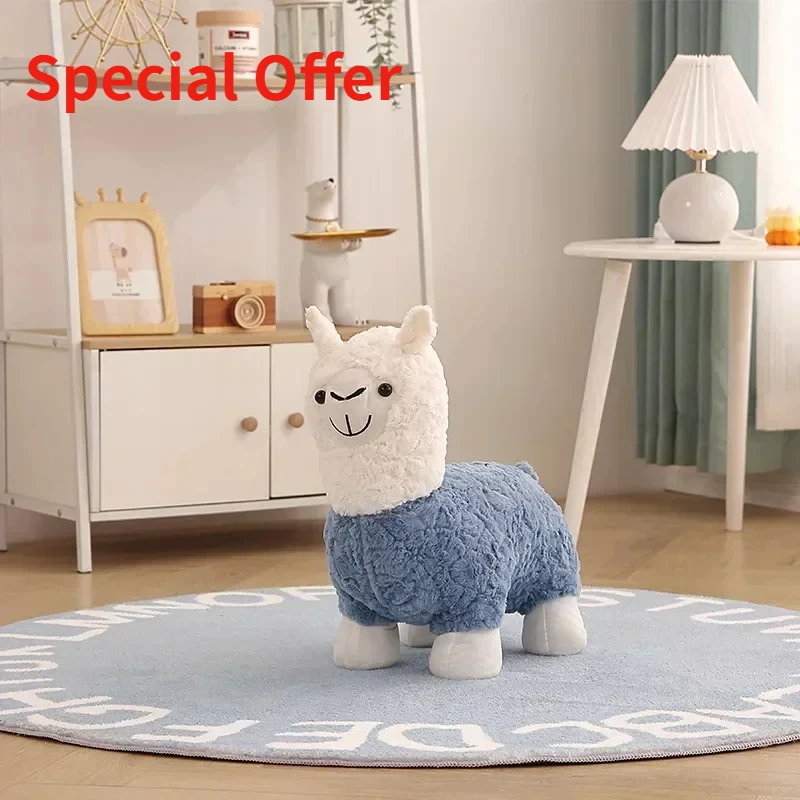 Living Room Alpaca Shoe Changing Stool Cartoon Seat Living Room Leisure Mobile Stool Bench Cute Animal Children Ottoman Decor