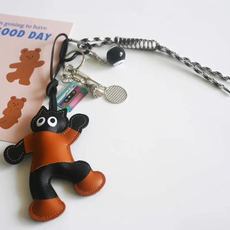 

MINISO новый искусственный кожа Happy Dancing Cat кулон сращивание животное мультфильм брелок автомобильная сумка женская подвеска сумка Запчасти аксессуары
