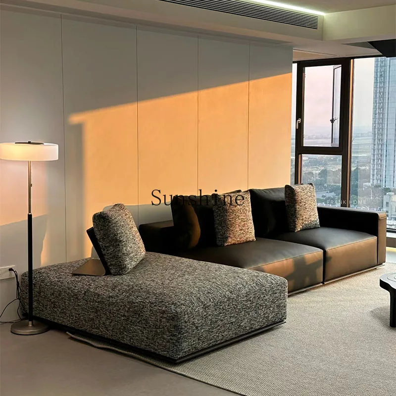 

Italian minimalist, large and small apartment living room module design combination leather cloth sofa
