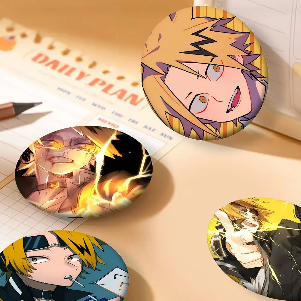 Anime My Hero A-Academia Kaminari Denki Badges Round Cosplay Pin Bag Decor Fans Collect Friends Gifts Brooch view 3
