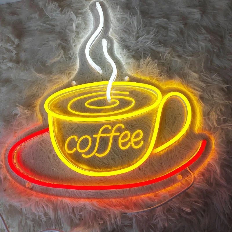 Coffee Neon Sign Luminous LED Sign for Cafe Bar Resturant USB Letter Neon Light Signs Wall Decor Beer Pub Bedroom Birthday Party