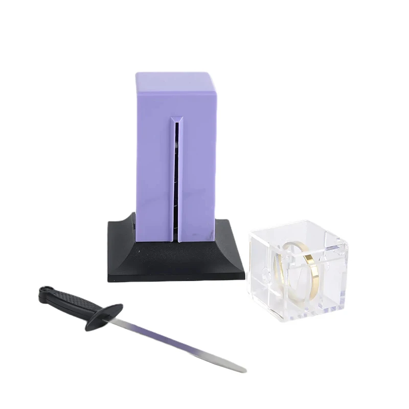 Tenyo Sword Through Ring Inside Casket (Crystal Cleaver) Magic Tricks Penetrating Sword Thru Magic Props Gimmick Accessories Toy