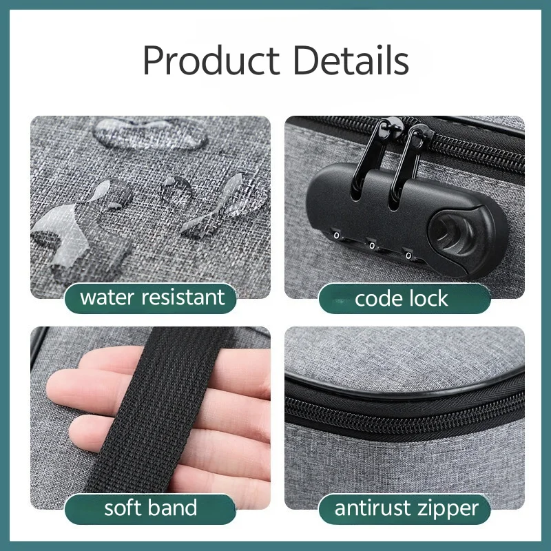 Immagine 4: Borsa per documenti Makeasy con serratura Custodia ignifuga a 3 strati con cerniera resistente all'acqua Organizzatore da viaggio portatile sicuro per documenti