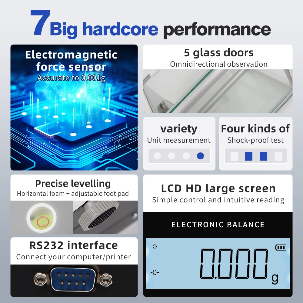 0.001G Electronic Balance Scale Precision Analytical Balance LCD Digital Laboratory Scale Jewelry Kitchen Weighing Scale EU Plug