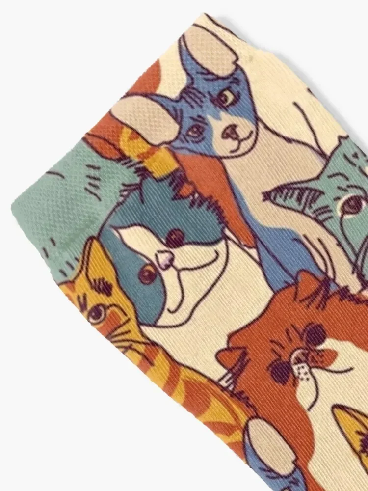 Crowded Cats Pattern Socks cute tennis Stockings Women's Socks Men's