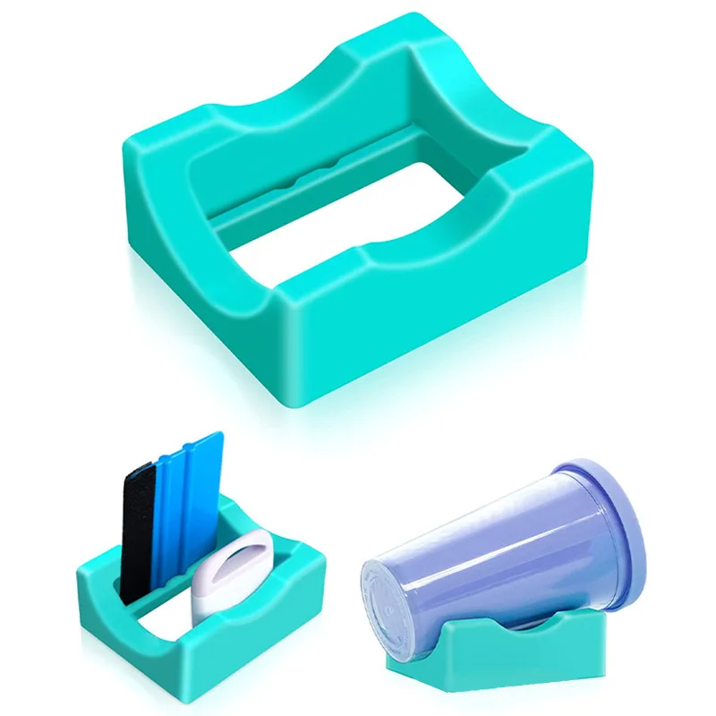 

Silicone Coffee Cup Cradle Tumbler Holder Tray With Scraper Built-in Slot Crafting Vinyl Decals For Mug Beer Can Glass Bottle
