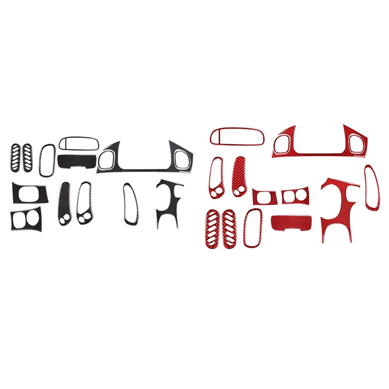 

For Corvette C5 1998-2004 Carbon Fiber Full Interior Kit Central Control Gear Cover Trim Decoration Sticker Replacement Red