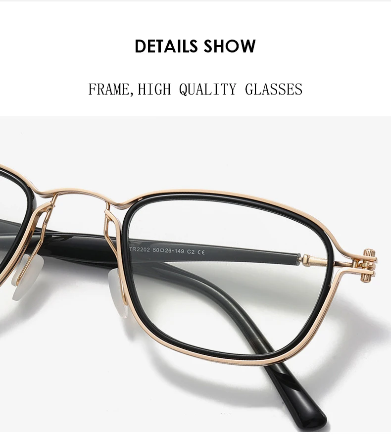 Modische Marken-Design-Retro-Brille mit photochromen Gläsern, Blaulichtfilter, für Weitsichtigkeit, Kurzsichtigkeit, Astigmatismus und Myopie – Detail 8