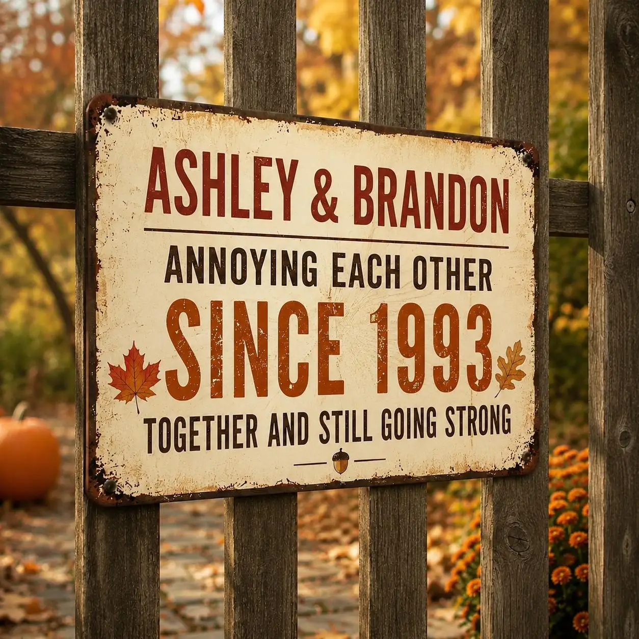 1pc Customizable Couple Names Metal Plaque, Personalized Vintage Distressed Wall Sign for Wedding Anniversary Home Decor (Decor