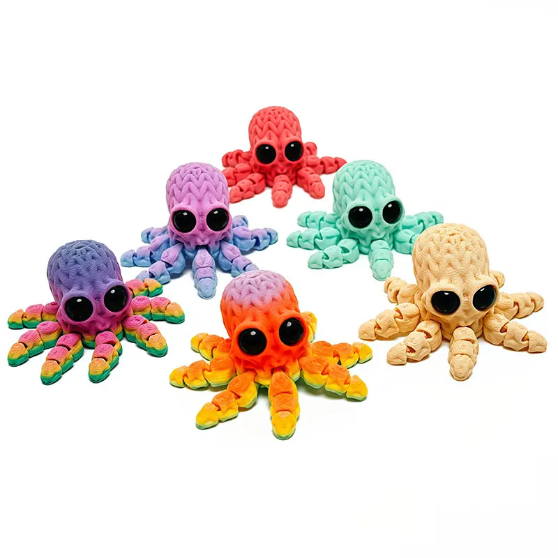 Adorable 3D Printed Octopus Fridge Magnet with Movable Joints Decoration Crafts Refrigerator Sticker Home Office Art Home Decor