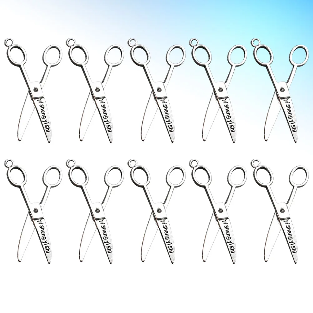 

40 Pcs Scissors Pendant DIY Charm Silver Charms Jewelry Making Pendants