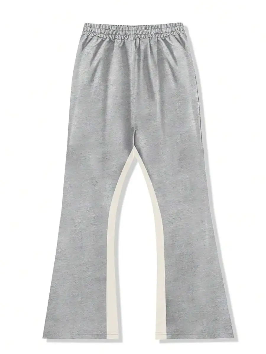 2026 Summer Trend Men's Loose Pants Grey Beige Fringe Patch Star Letter Print Hip Hop Street Fashion Trousers for Daily Wear