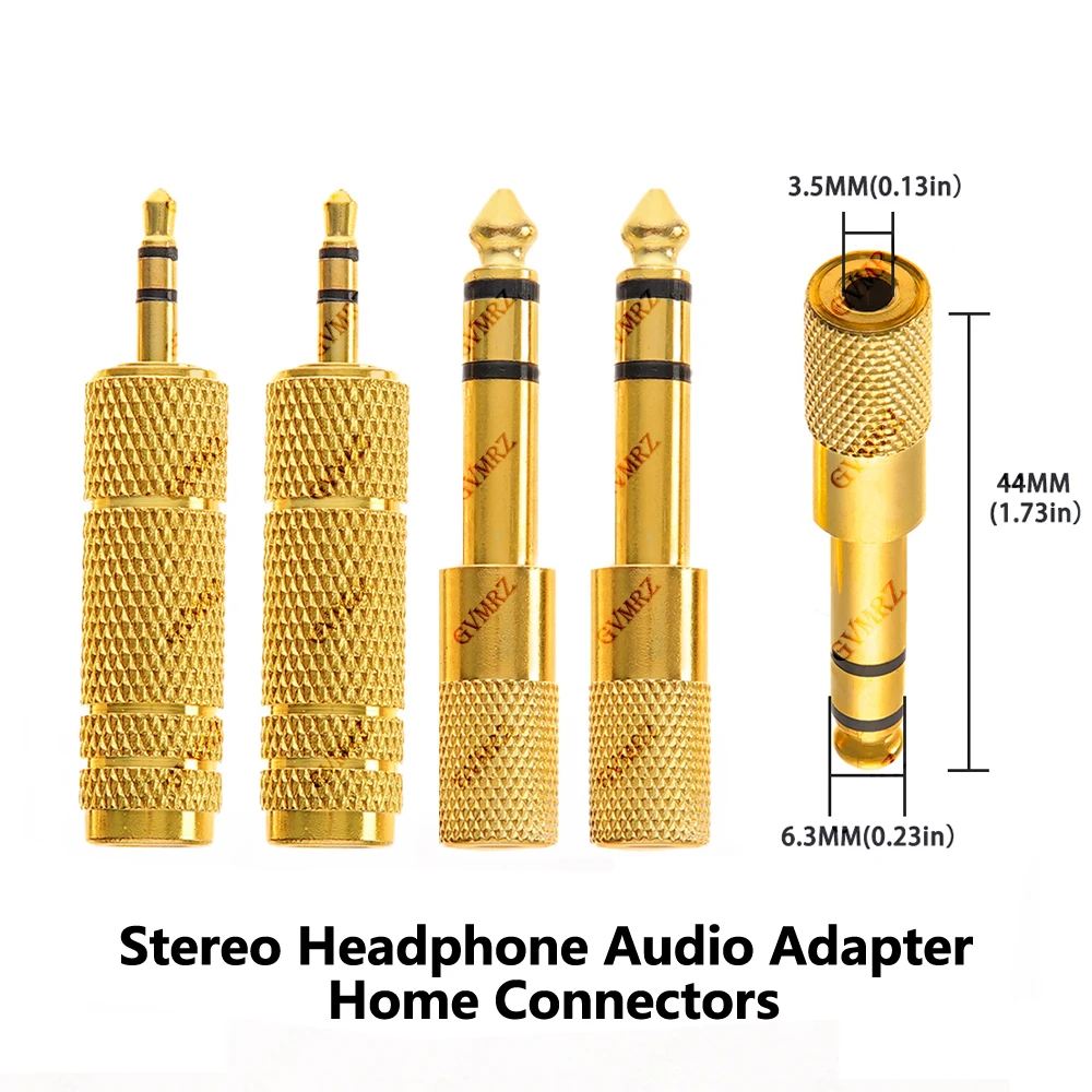 1PCS 6.3mm Gold 1/4