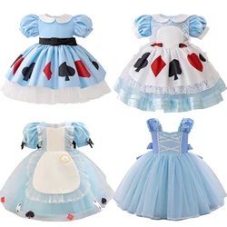 Maid Poker Girls Costume Wonderland Lolita Snow Sleeping Beauty Princess Dresses Girl Halloween Party Dresses Birthday Prom Gown