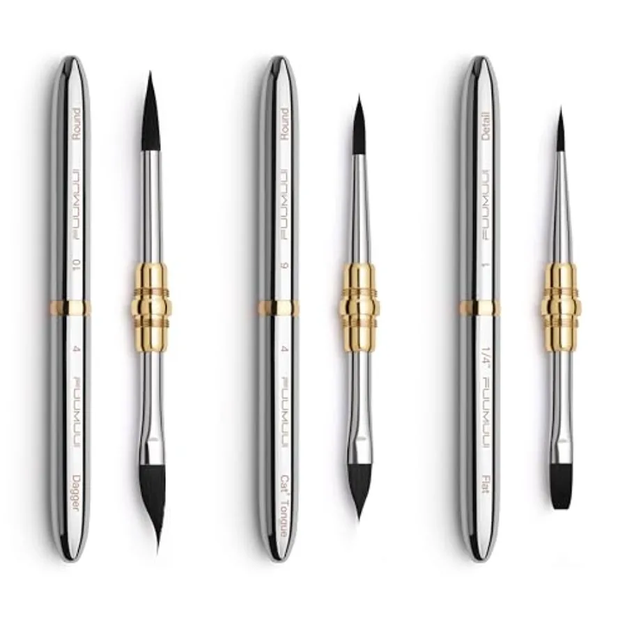 

3pcs Dual-Tip Travel Watercolor Brushes with 6 Versatile Tip Styles, Premium Synthetic Squirrel Hair Travel Paint Brush Set for