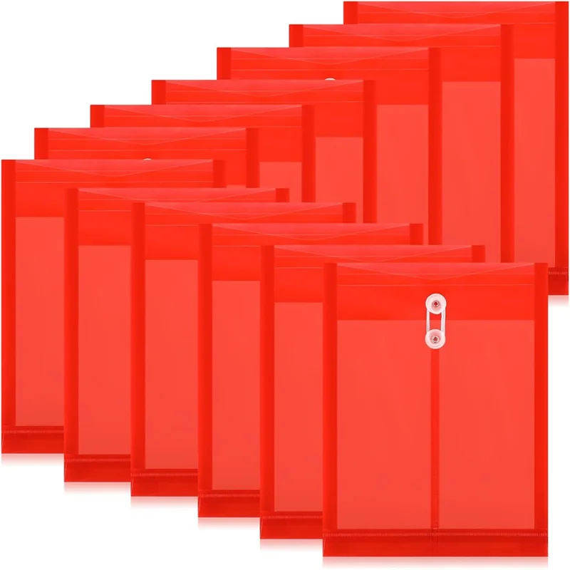 CS-For Documents A4 Plastic Envelopes Folders With Snap Closure And String Tie For School Home B