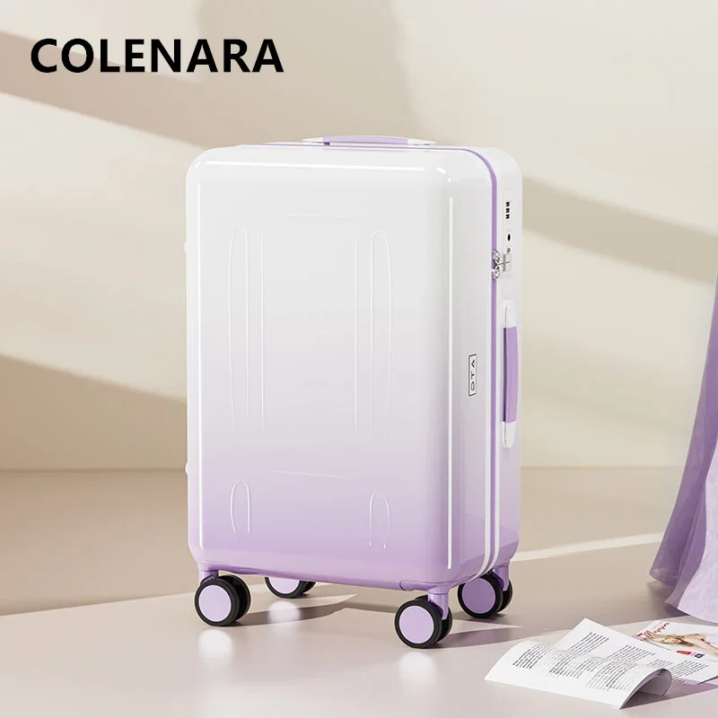 COLENARA-Bagagem de cabine com senha, box para mulheres, carrinho 24 ", carregamento USB, mala de viagem de 20"