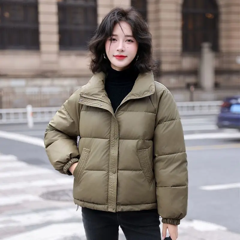 2024 Winter New Casual Loose Thick Cotton Jacket Button Solid Warm Bread Clothing Women Puffer Jackets Cardigan Coat Outwear