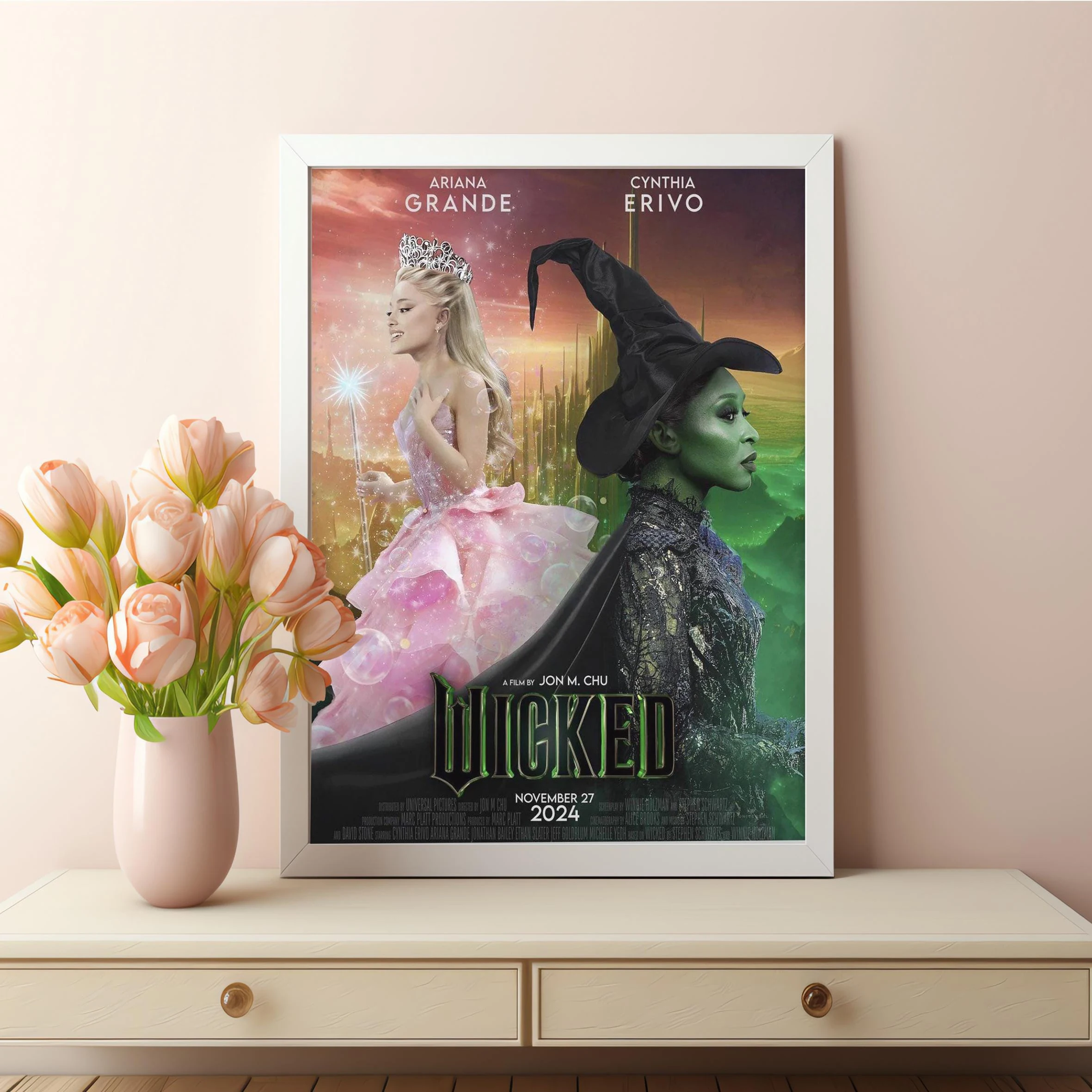 Wicked Movie Canvas Wall Art Print Poster lphaba Glinda Ariana Grande Fan Decorative Painting Home Decor Gift Gift Unframed