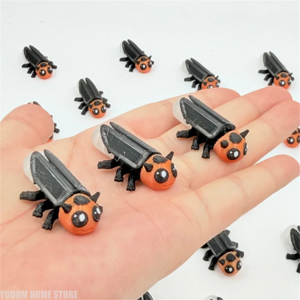 6Pcs 3D Printed Colorful Glow‑in‑the‑Dark Glowworm Ornaments Home Desk Decor Cute Decoration Kids Gift