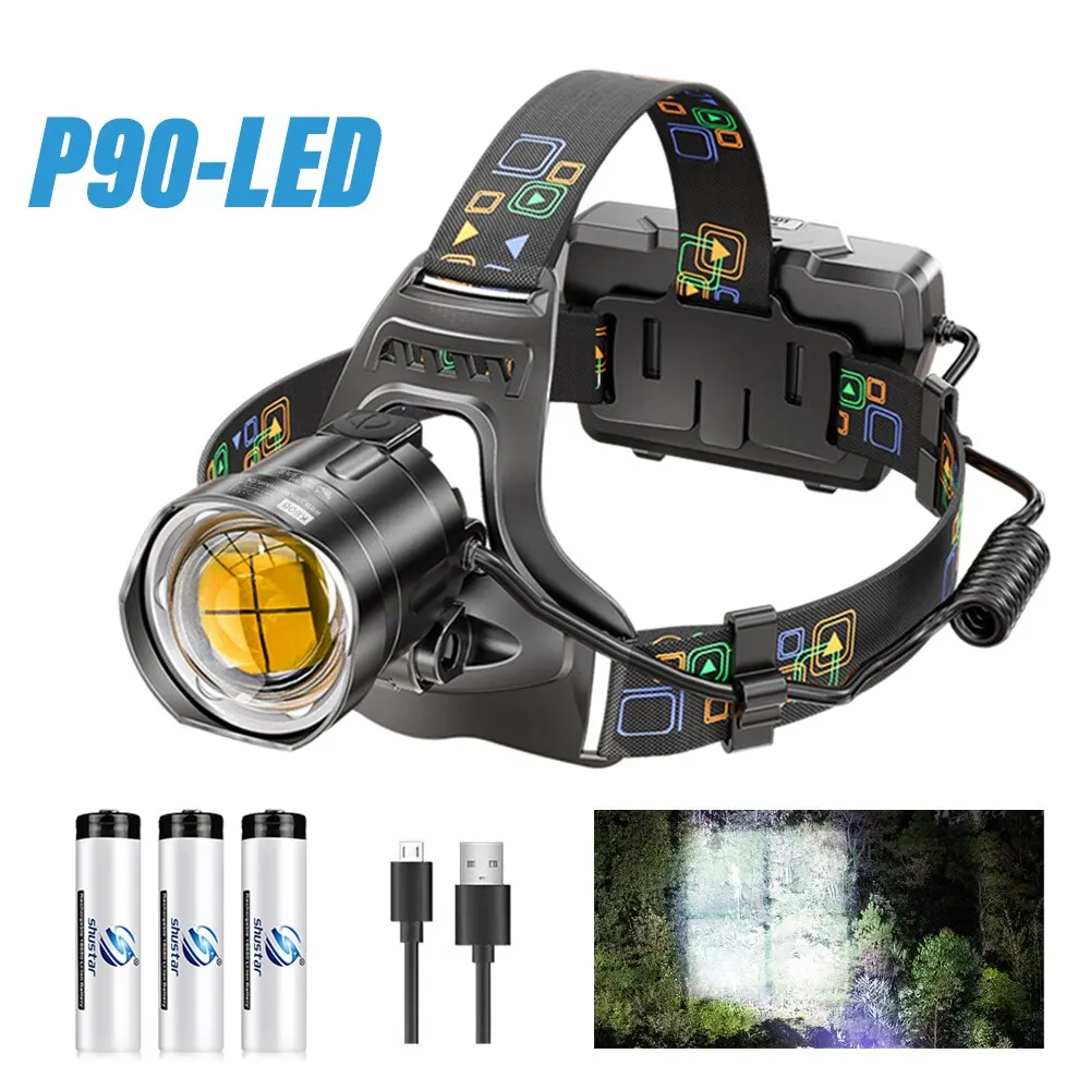 Lampe de sauna à LED super lumineuse avec perles de lampe Xhp90, lumière de sauna étanche, affichage de puissance, adaptée à l'exploration, à la chasse et à la pêche