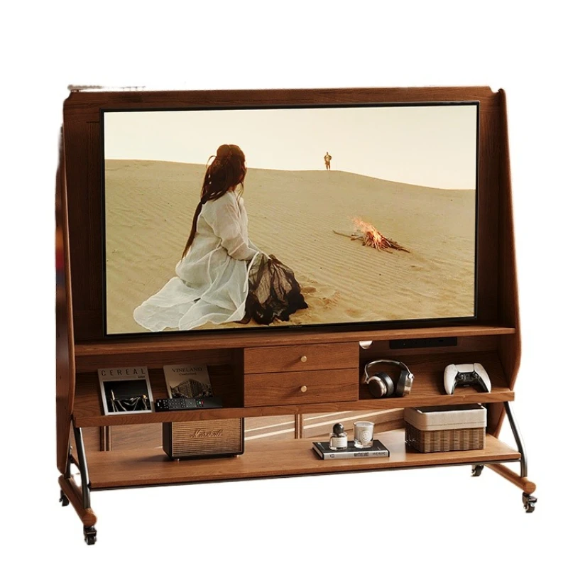 

Nordic solid wood TV bracket, small apartment living room bedroom removable monitor bracket, floor type