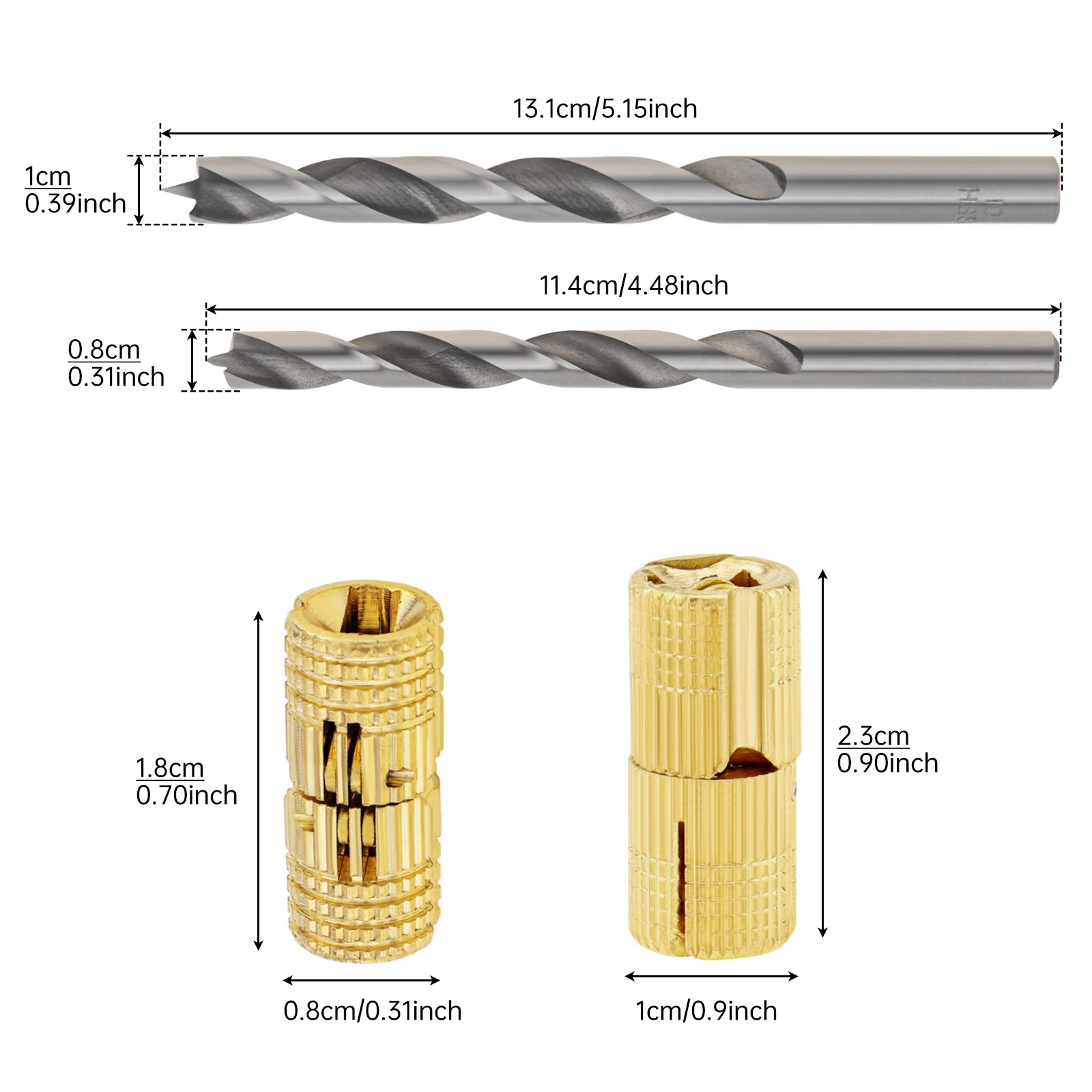 16 pcs 8 mm 10 mm Hidden Concealed 180 Degree Opening Angle Hidden Brass Barrel Hinges Set with Steel Drills
