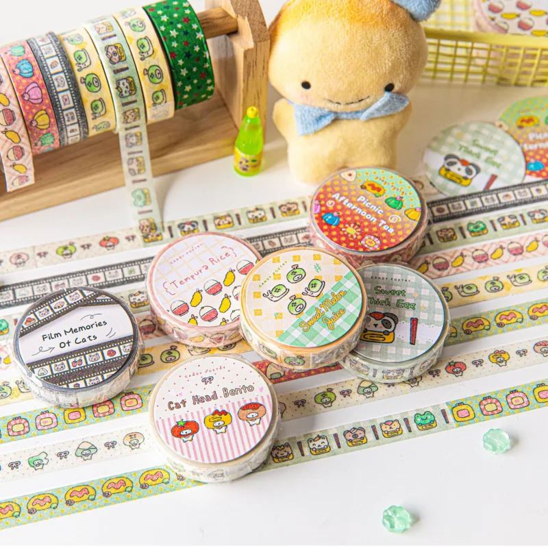 Card Lover 1 Roll [Animal Restaurant Series] Flash Sand Cute Cartoon Masking Tape Washi Tape Scrapbooking Material Scrapbook Kit