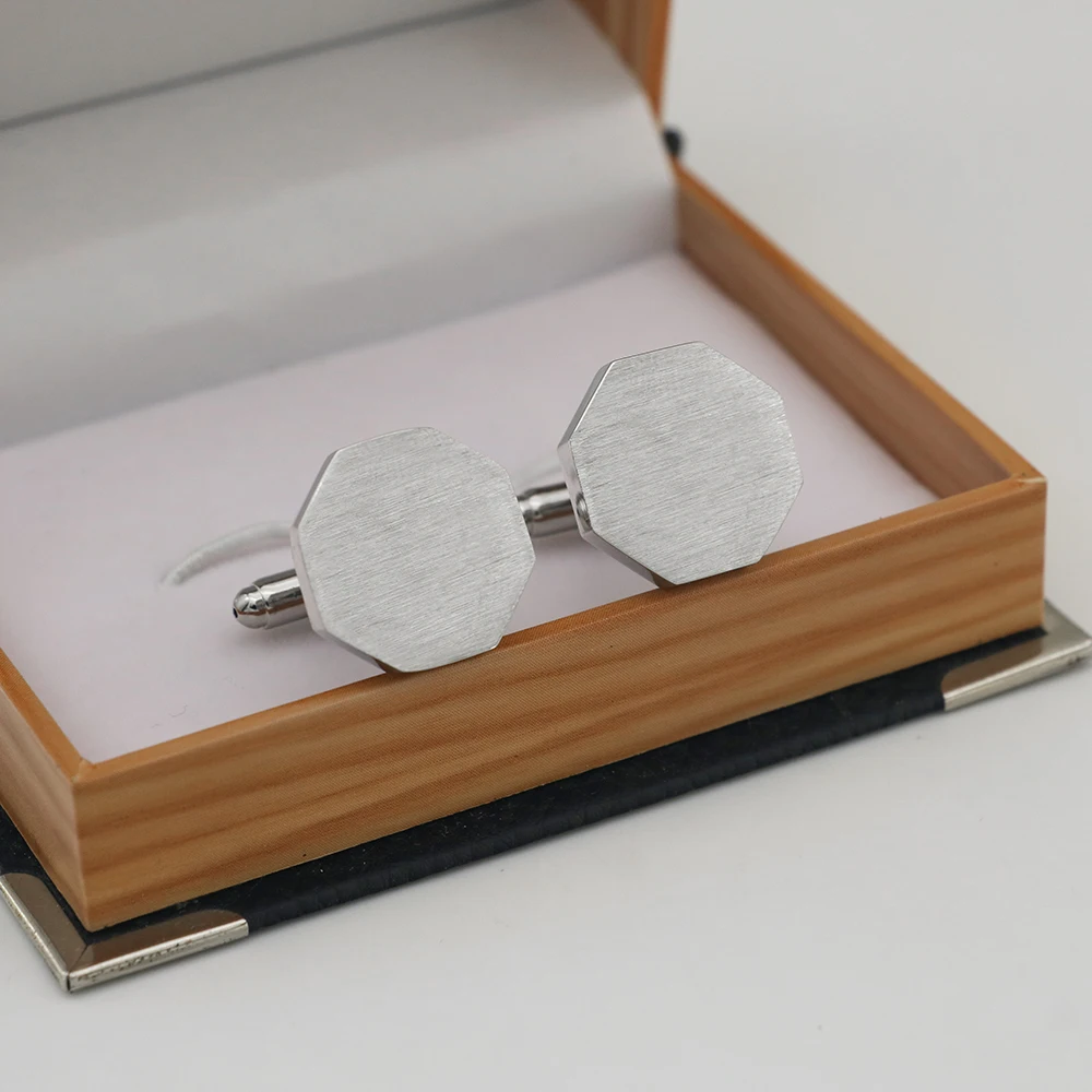 أزرار أكمام رجالية قابلة للنقش من iGame تصميم مثمن لرسم الأسلاك المعدنية 3 ألوان خيار أزرار أكمام كلاسيكية للبيع بالجملة والتجزئة #5